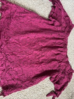 Chance or Fate Magenta Lace Off-Shoulder Blouse